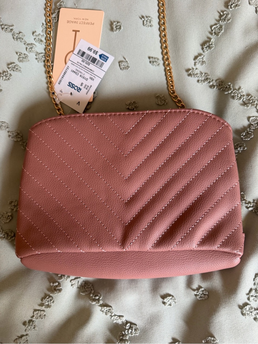 Rose Quilted Crossbody with Gold Chain and Emblem - Picture 3 of 4